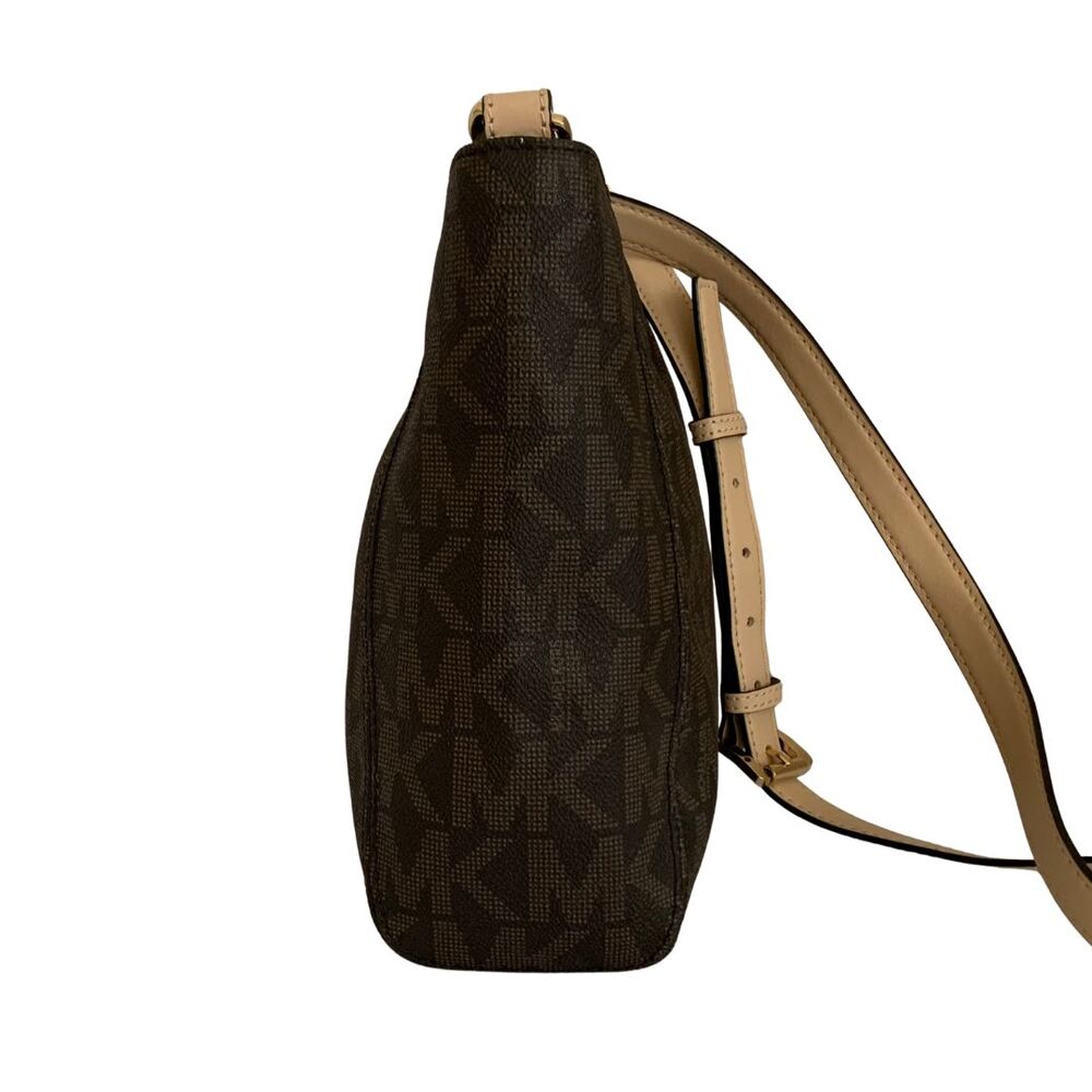 Michael Kors Brown Monogram Crossbody Bag with Gold MK Logo Ring Accent - Picture 5 of 14